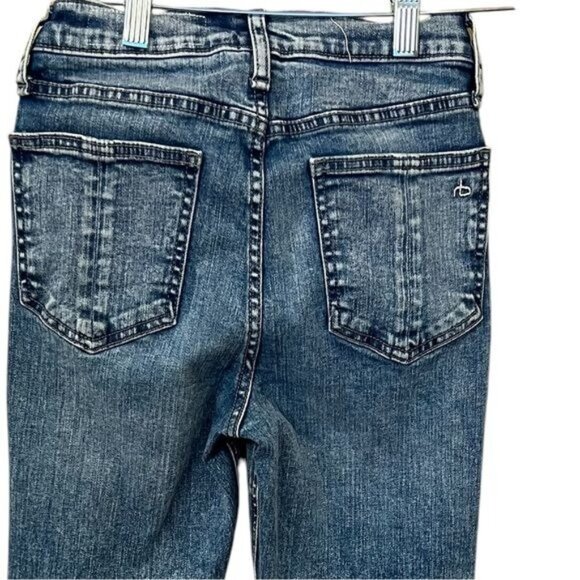 Rag & Bone Denim Jeans Nina High Rise Ankle Flare Pearl 24 Medium Wash Raw Hem - Picture 7 of 14
